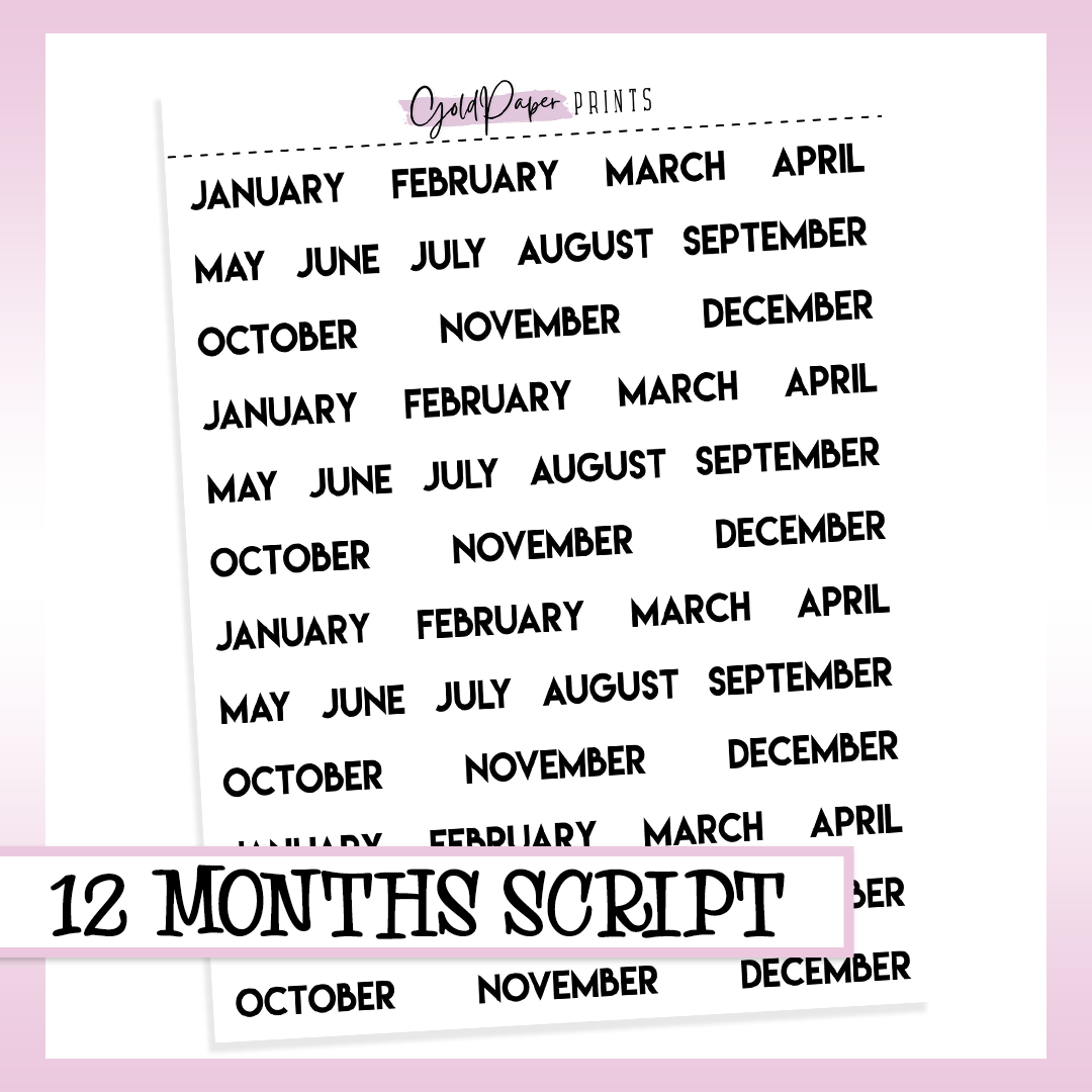 Months Script Sheet