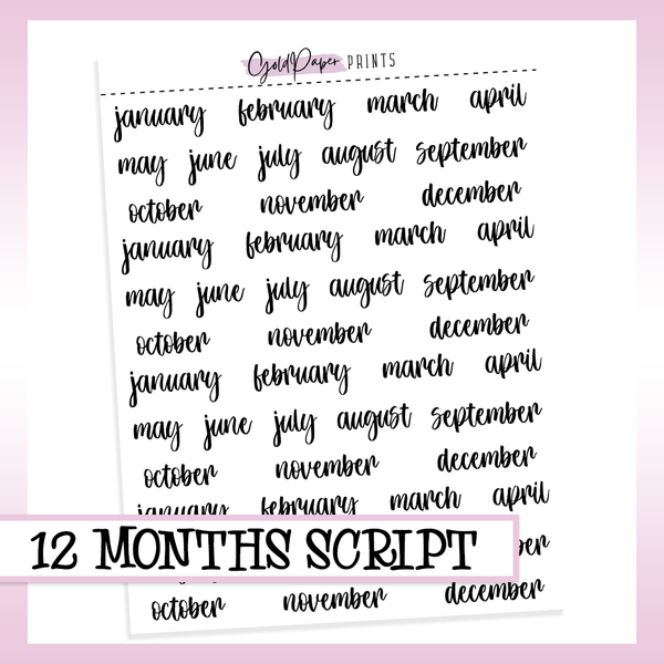 Months Script Sheet