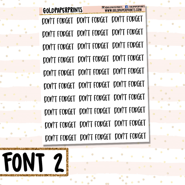 Don't Forget // Script Sheet