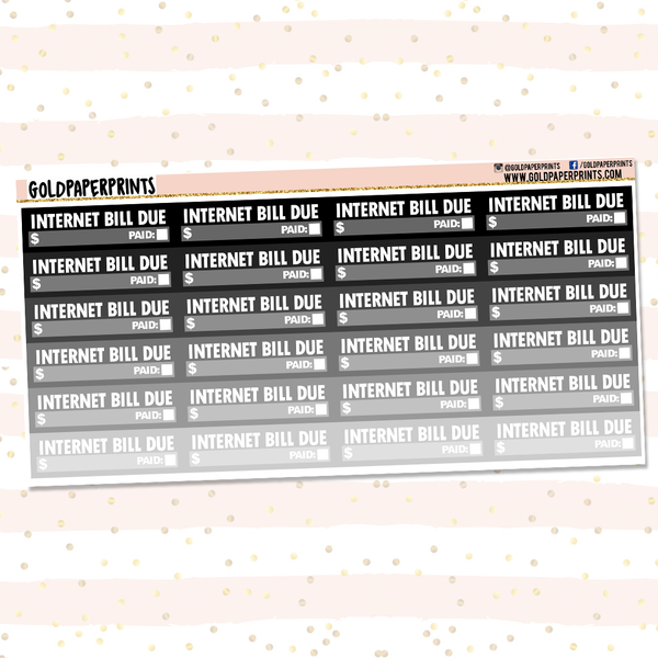 Internet Bill Due Headers Sheet