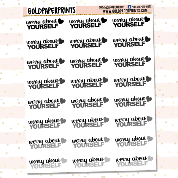Worry About Yourself Sheet